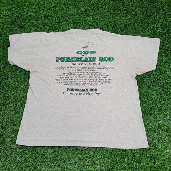 Vintage 90s Drunk Toilet Shirt XL 24x26 Gray USA - Picture 2 of 16